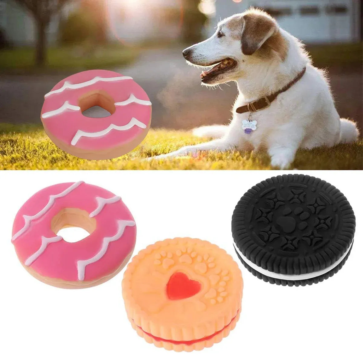 Dog Teeth Grinding Toy Round Cake Shape Dog Chew Biting Toy Fun Interactive - Pink