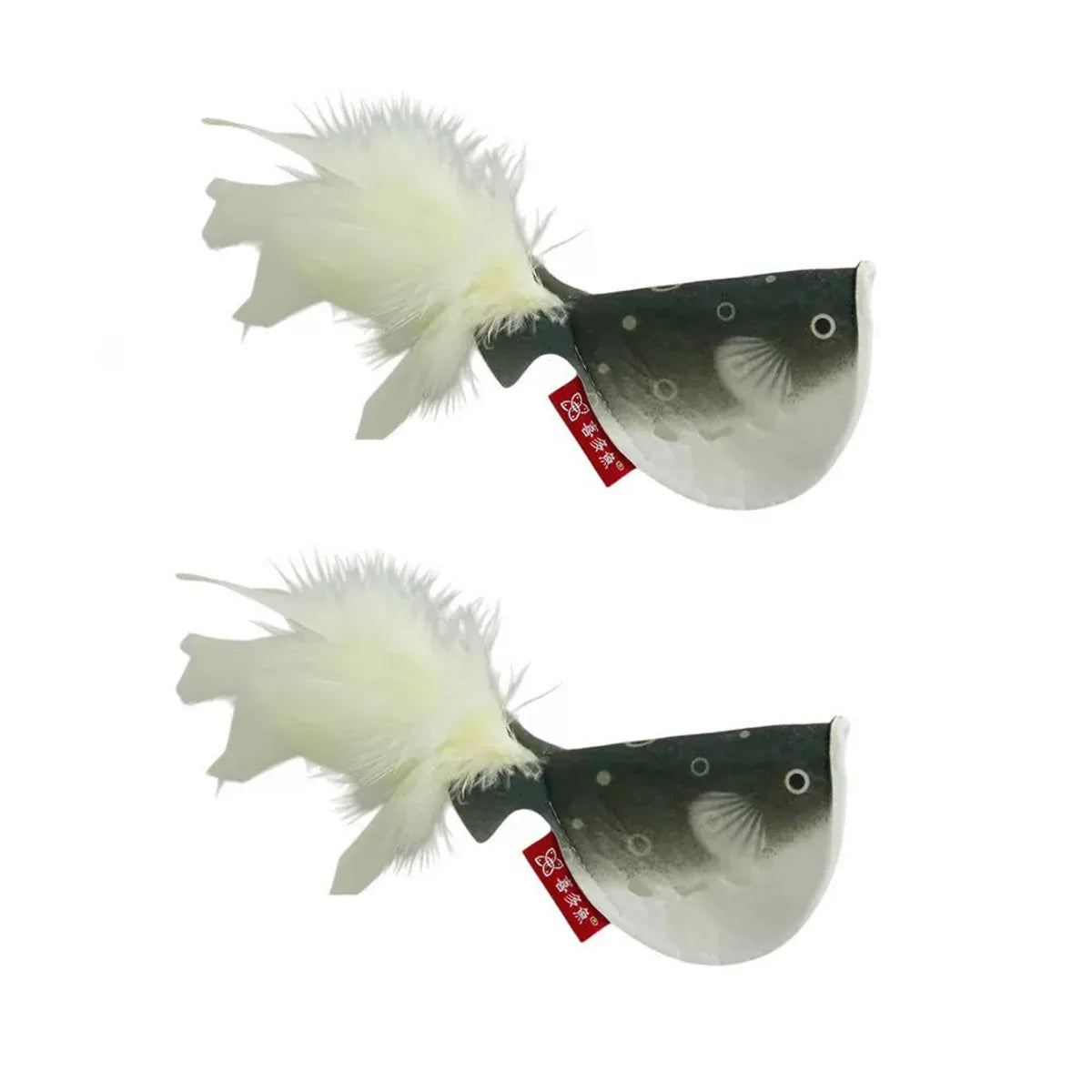 2pcs Catnip Pufferfish Cat Toy with Feather Tail Bell Interactive Felt Toy