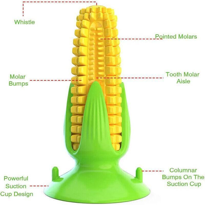 Dog Corn Chew Toy with Suction Base for Teeth Cleaning and Molar Training