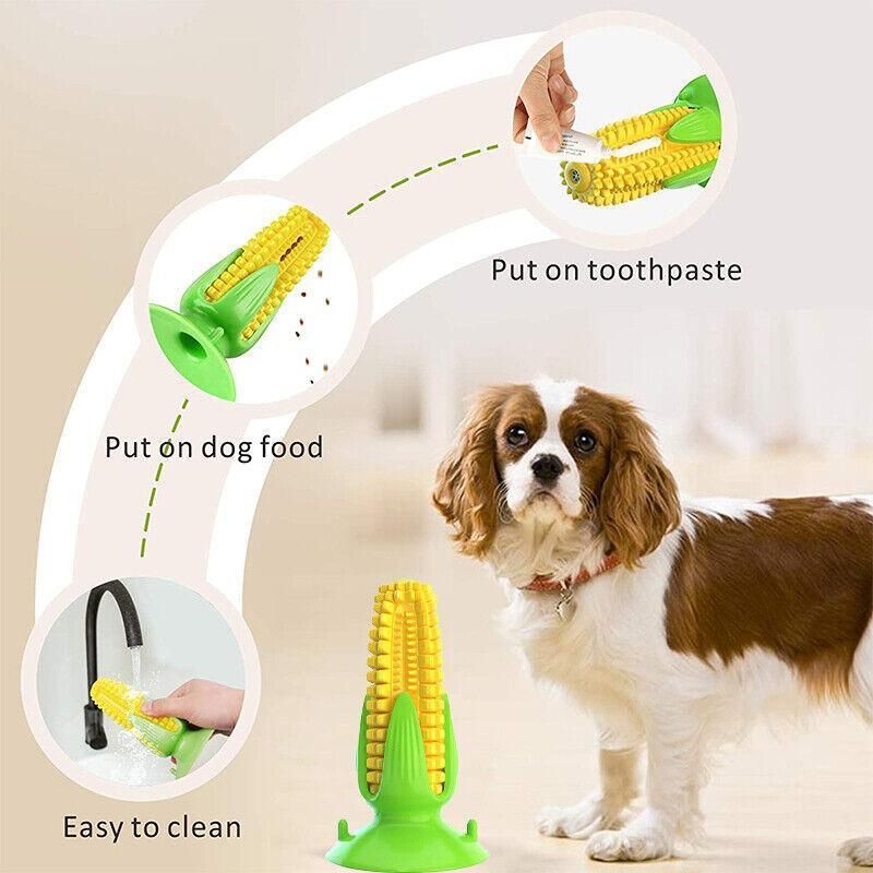 Dog Corn Chew Toy with Suction Base for Teeth Cleaning and Molar Training
