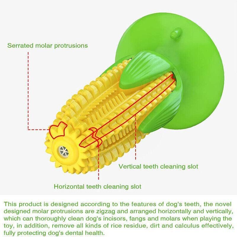 Dog Corn Chew Toy with Suction Base for Teeth Cleaning and Molar Training