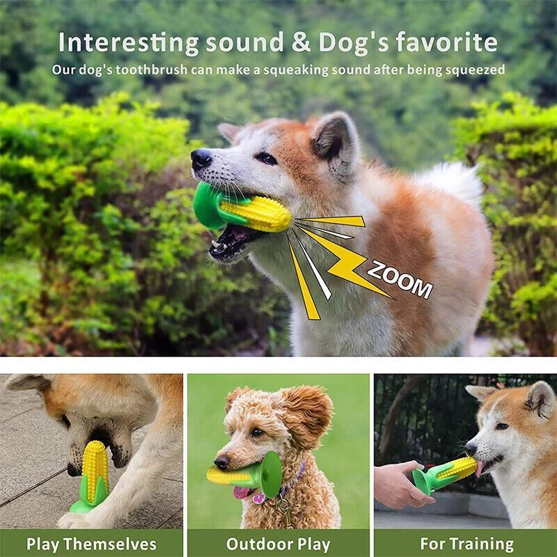 Dog Corn Chew Toy with Suction Base for Teeth Cleaning and Molar Training