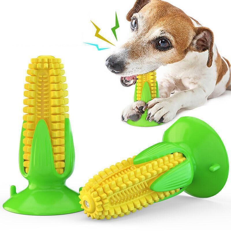 Dog Corn Chew Toy with Suction Base for Teeth Cleaning and Molar Training