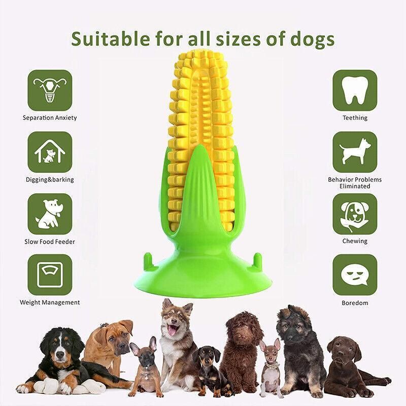 Dog Corn Chew Toy with Suction Base for Teeth Cleaning and Molar Training