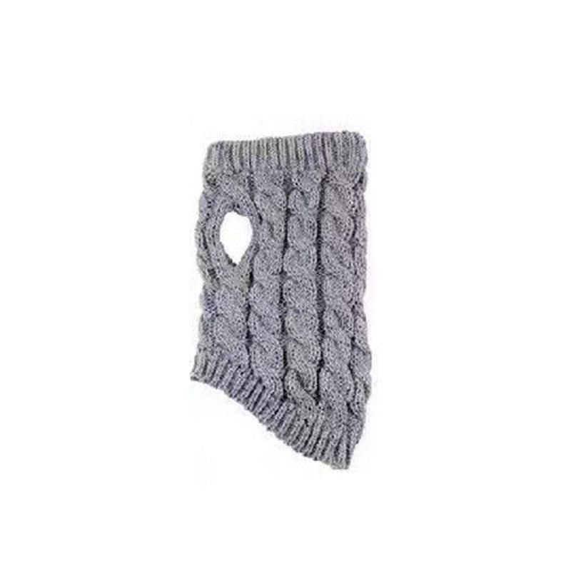 Puppy Dog Jumper Winter Warm Knitted Sweater Pet Clothes Small Dogs Coat Thermal L Size - Grey