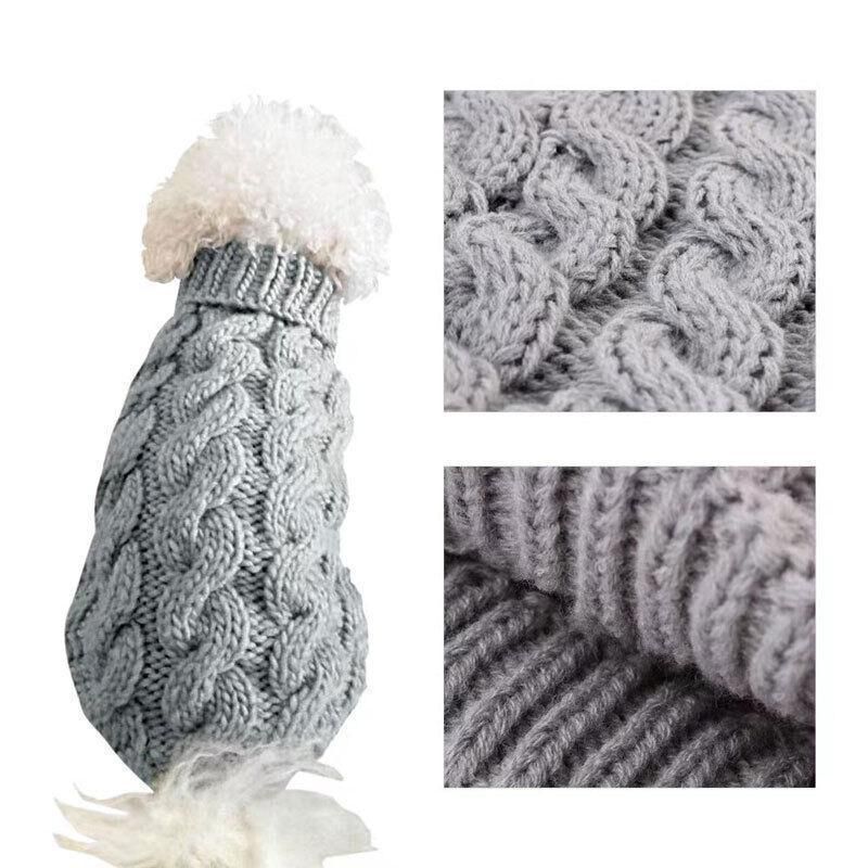 Puppy Dog Jumper Winter Warm Knitted Sweater Pet Clothes Small Dogs Coat Thermal L Size - Grey