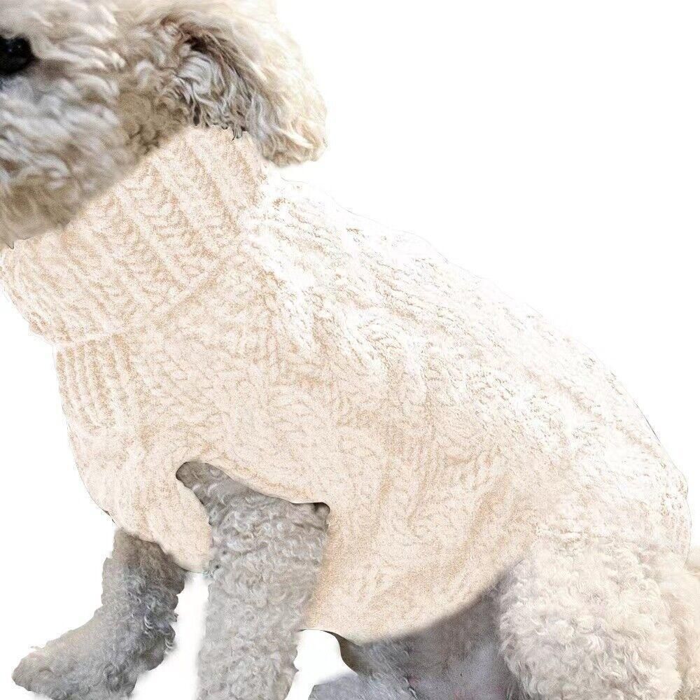 Puppy Dog Jumper Winter Warm Knitted Sweater Pet Clothes Small Dogs Coat Thermal L Size - Grey