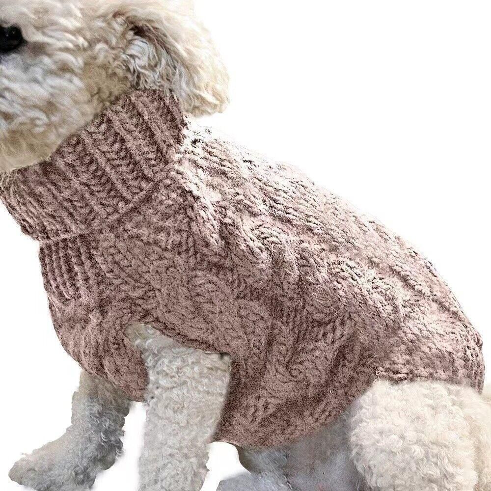 Puppy Dog Jumper Winter Warm Knitted Sweater Pet Clothes Small Dogs Coat Thermal L Size - Grey