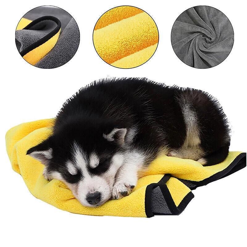 Pet Drying Towel Ultra-Absorbent Water Dog Cat Bath Microfiber Clean Soft Cloth - 30 X 60CM