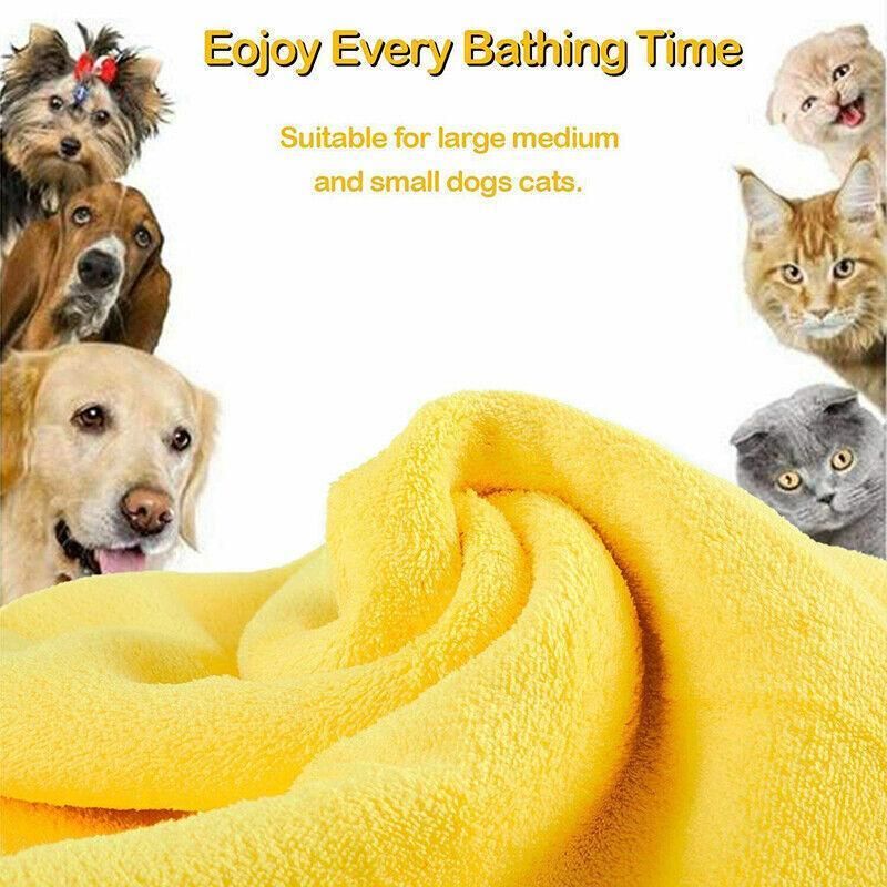 Pet Drying Towel Ultra-Absorbent Water Dog Cat Bath Microfiber Clean Soft Cloth - 30 X 60CM