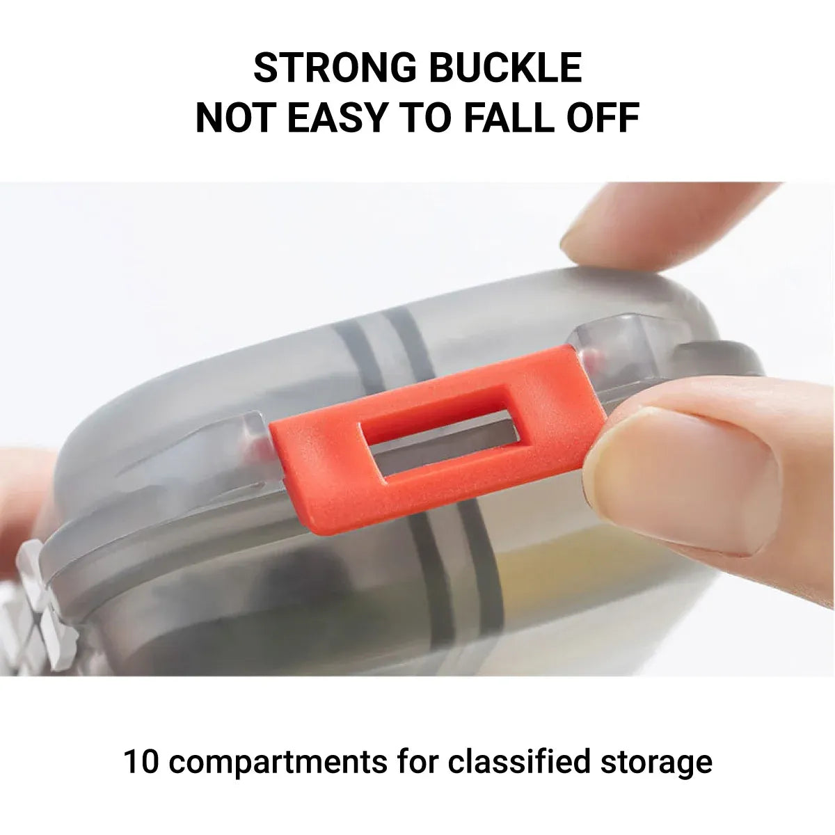 Small Pill Case Vitamin Holder Container 6/10Compartments Double Layer Holder - Red-2PCS
