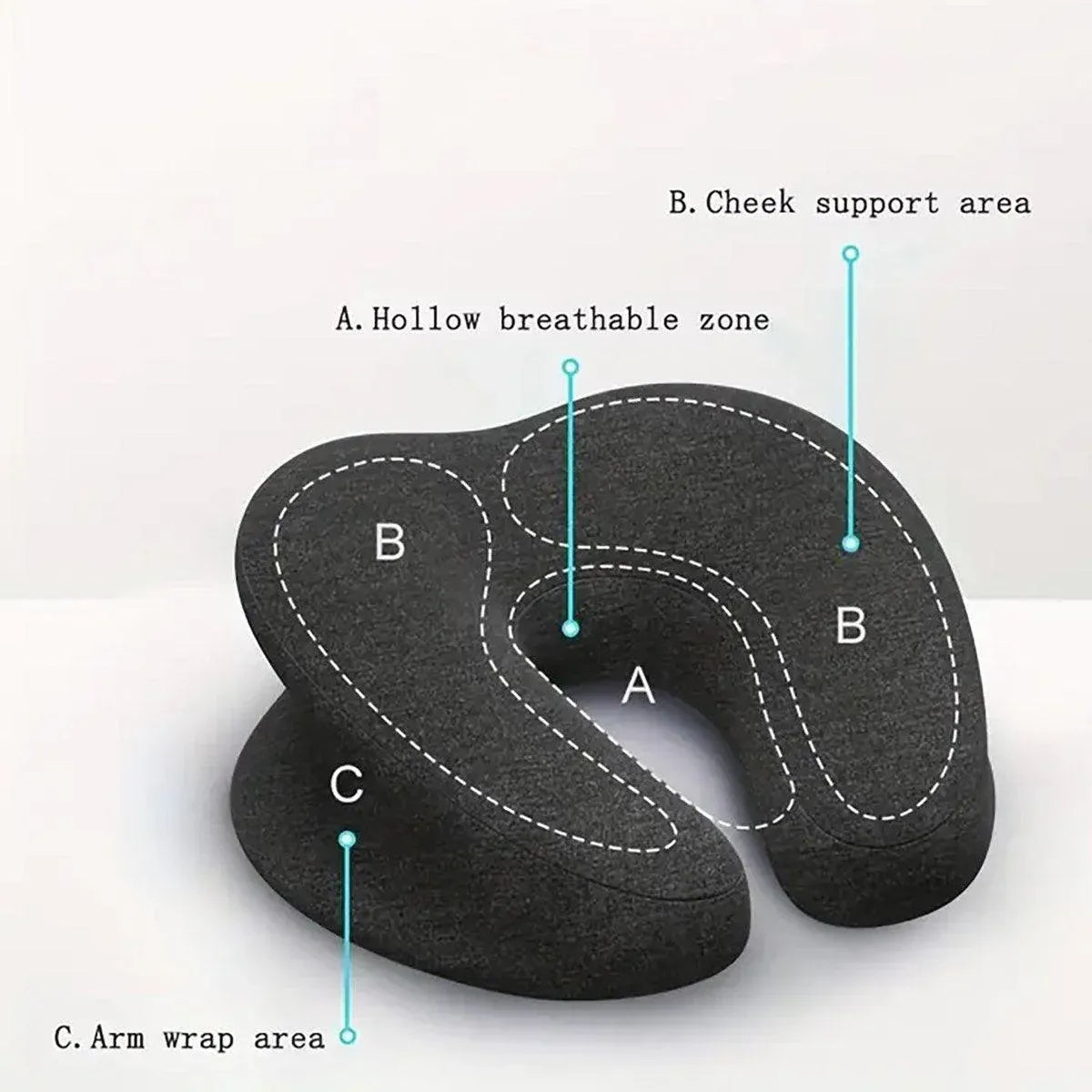Universal Massage Table Face Cushion Pillow U Shape Head Face Down Rest Pillow - Light Grey
