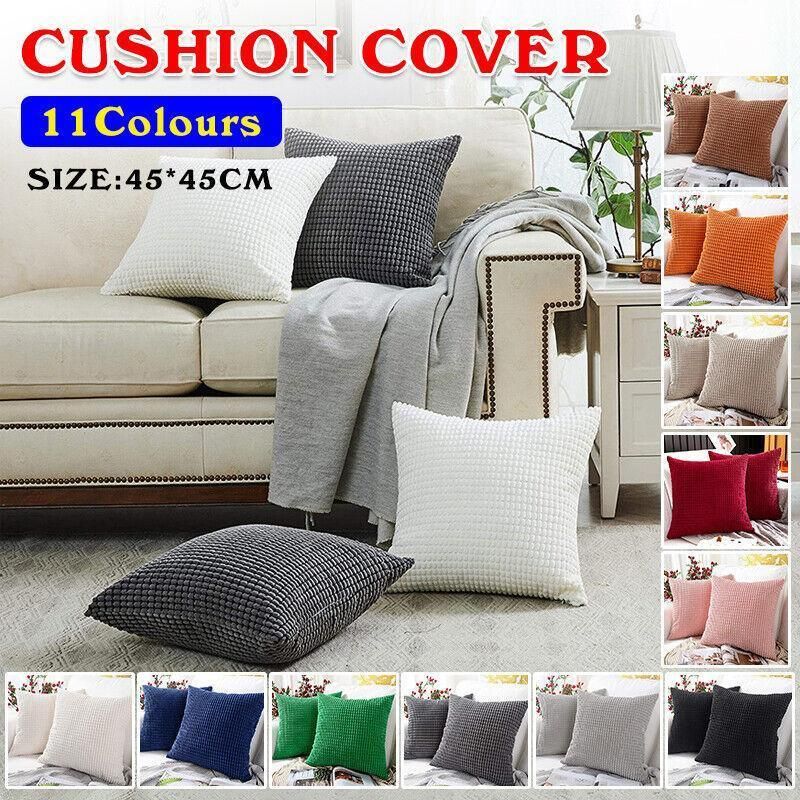 45X45 Plain Solid Colour Cushion Cover Decorative Pillow Case Home Multicoloured - Green