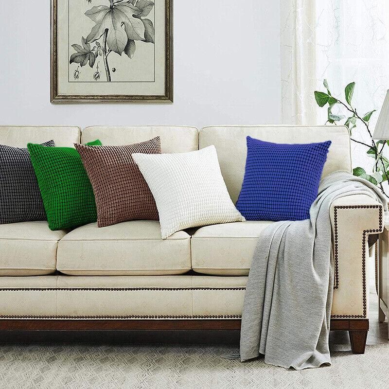 45X45 Plain Solid Colour Cushion Cover Decorative Pillow Case Home Multicoloured - Green