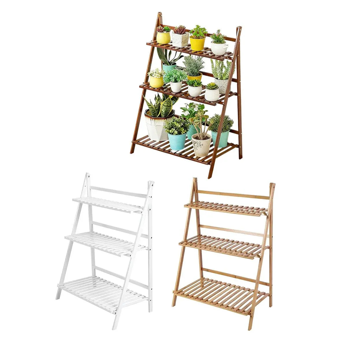 Stand 3 Layer Wooden Flower Pot Corner Balcony Plant