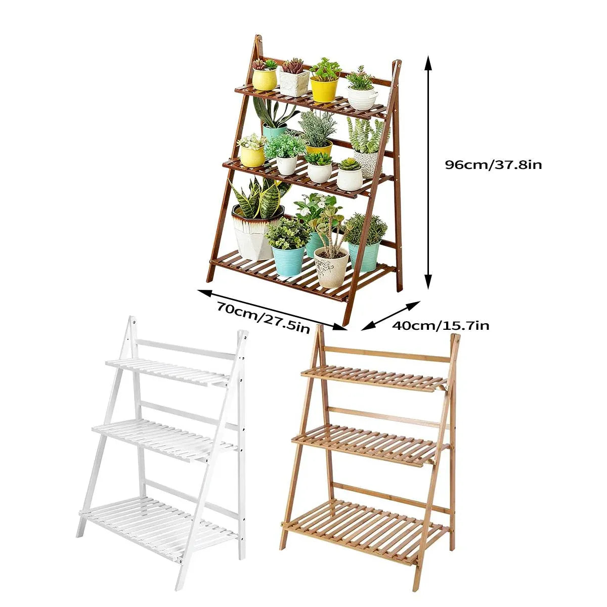 Balcony Plant Stand 3 Layer Flower White Wooden