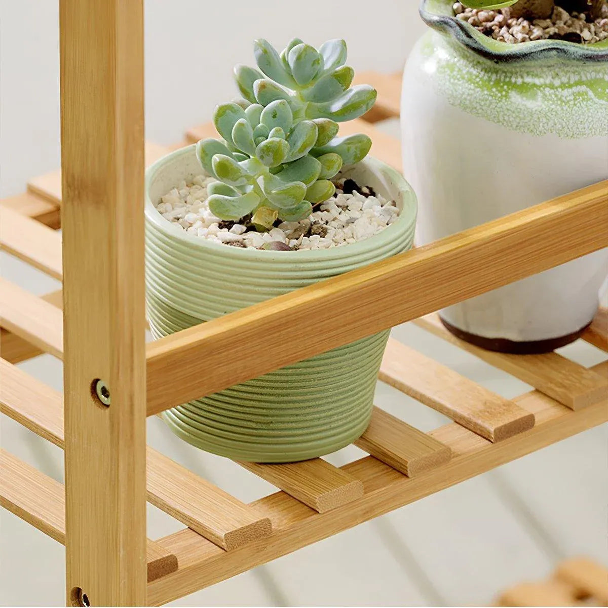Plant Stand 3 Layer Wooden Flower Pot Corner Stand White Log Foldable