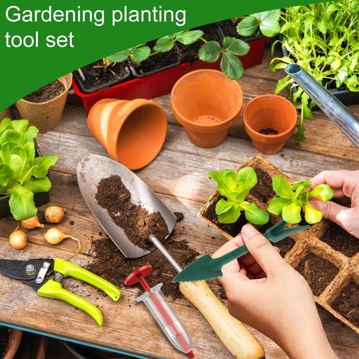 6PCS Garden Seeder Set Mini Seed Planting Tools Manual Seeder for Gardening - Yellow Green