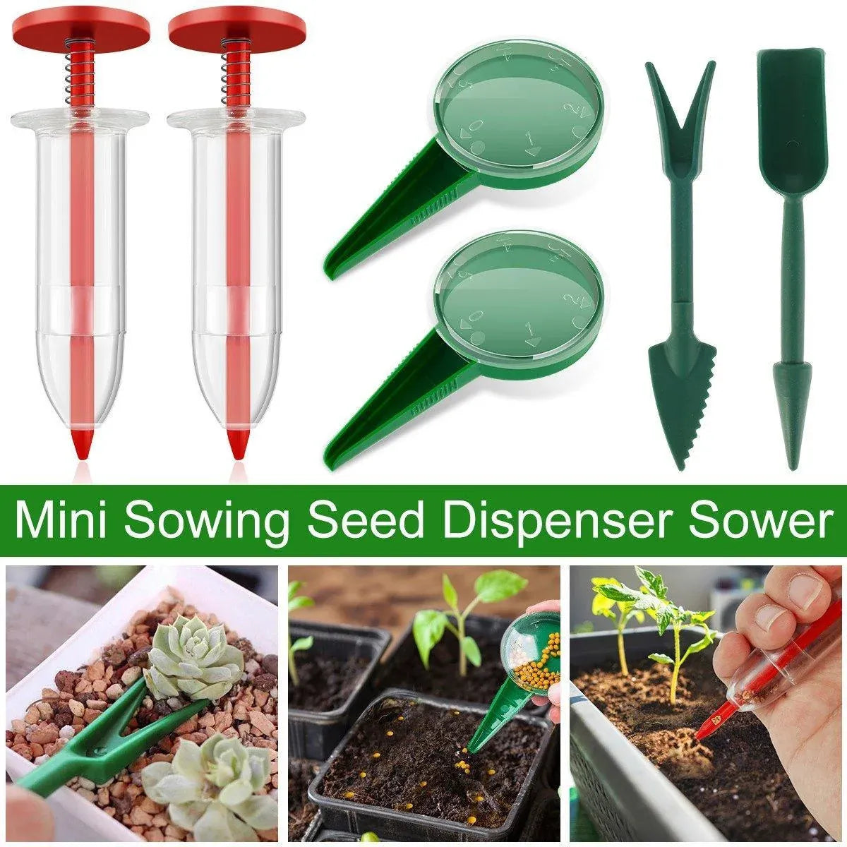 6PCS Garden Seeder Set Mini Seed Planting Tools Manual Seeder for Gardening - Yellow Green