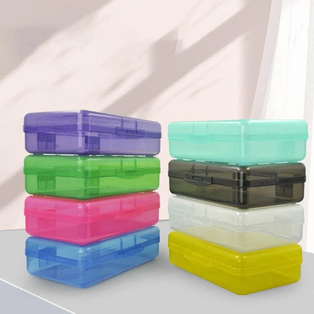 Large Capacity Transparent Plastic Pencil Case Multifunctional Student Art Box - Green