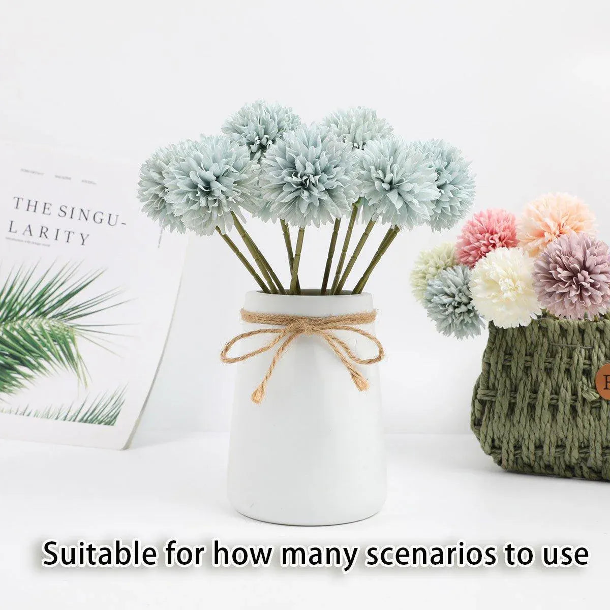 12pcs Artificial Dandelion Fake Flower Simulation Arrangement Desktop Decoration - Purple