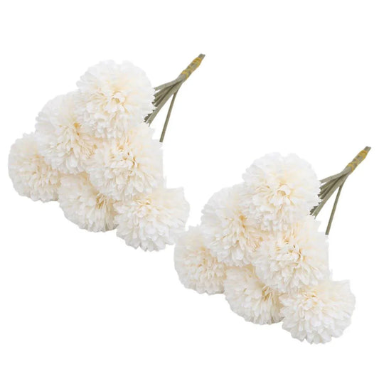 12pcs Artificial Dandelion Fake Flower Simulation Arrangement Desktop Decoration - White