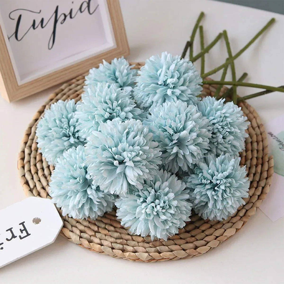 12pcs Artificial Dandelion Fake Flower Simulation Arrangement Desktop Decoration - White