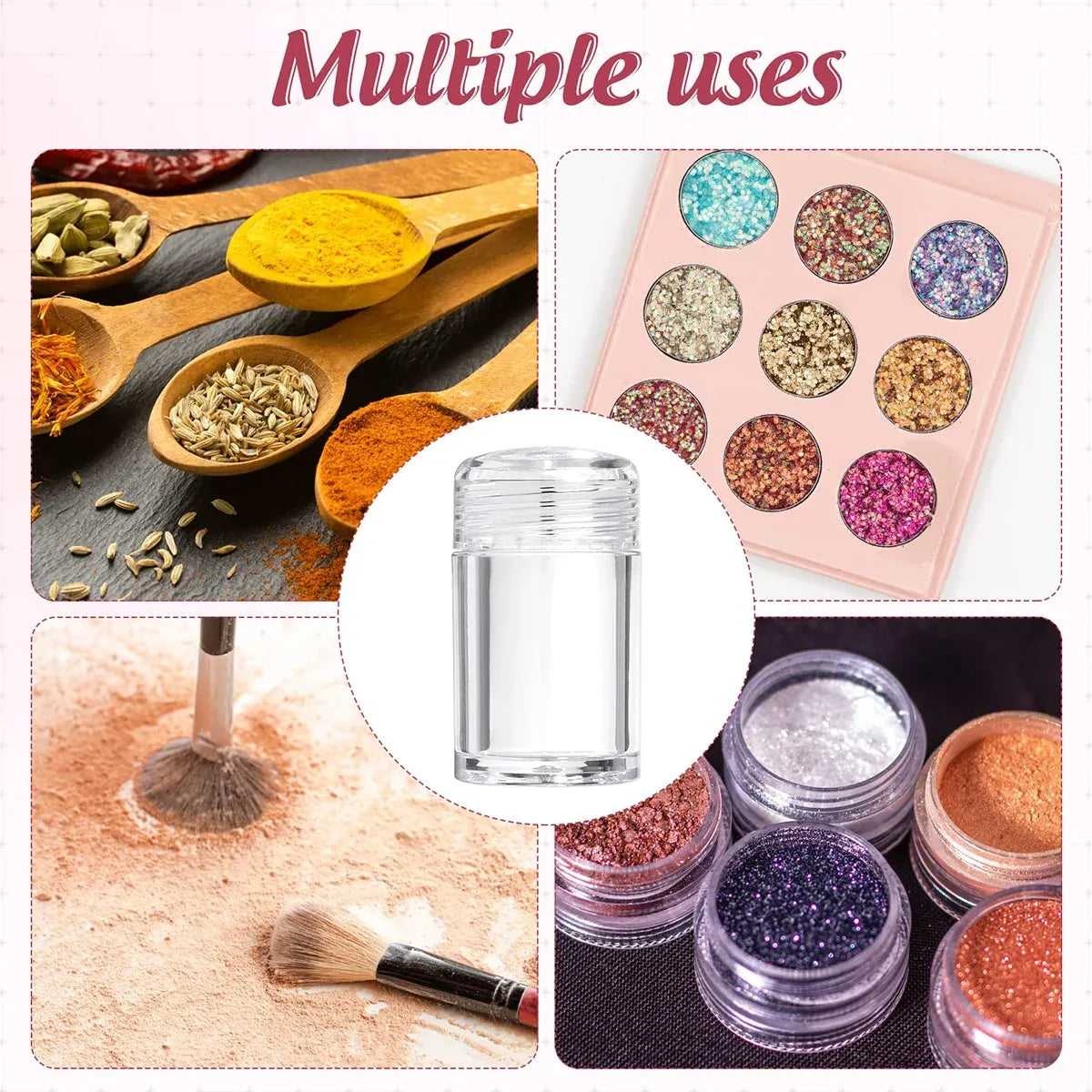10Pcs Clear Powder Jar with Lid Airtight Refillable Cosmetic Storage Jar - Black