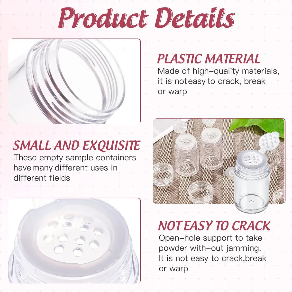 10Pcs Clear Powder Jar with Lid Airtight Refillable Cosmetic Storage Jar - Black