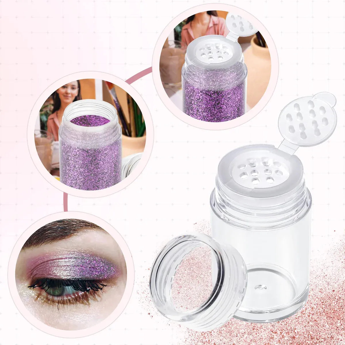 10Pcs Clear Powder Jar with Lid Airtight Refillable Cosmetic Storage Jar - Black