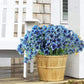 12pcs Artificial Flowers Set for Home Decor Wedding Party Fake Floral Decor - Blue