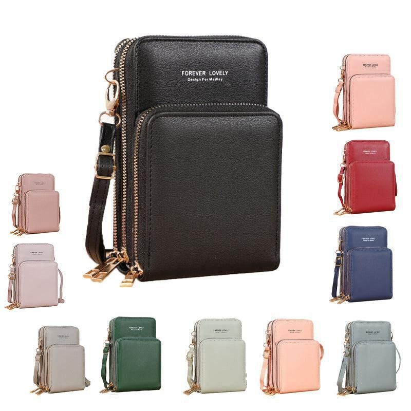 Women Crossbody Phone Purse Touch Screen Bag Rfid Blocking Wallet Shoulder Strap - Red