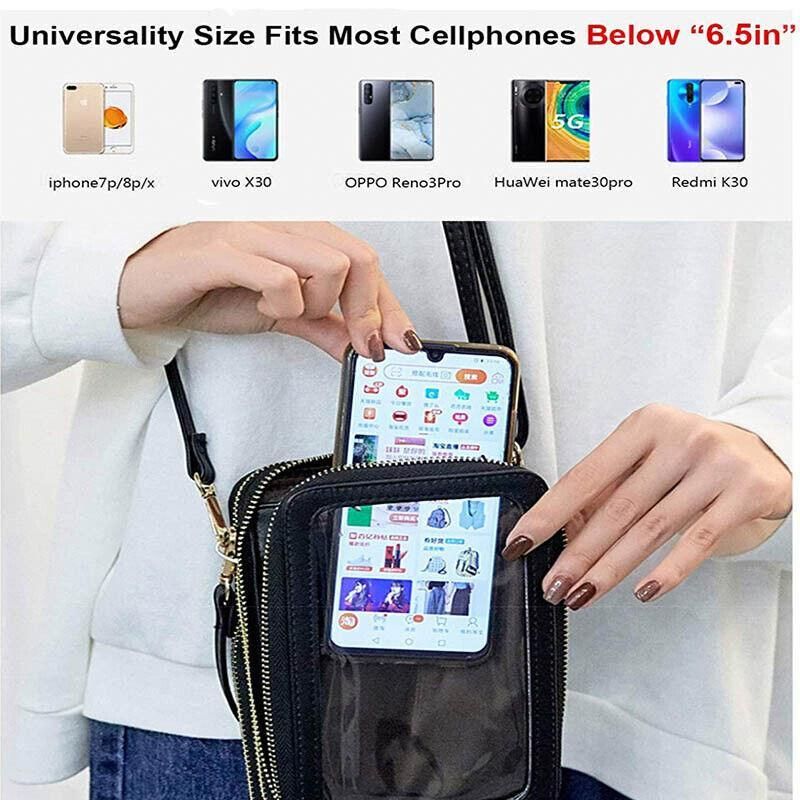 Women Crossbody Phone Purse Touch Screen Bag Rfid Blocking Wallet Shoulder Strap - Red