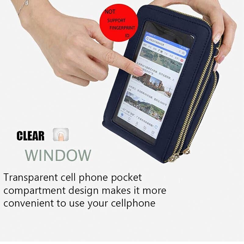 Women Crossbody Phone Purse Touch Screen Bag Rfid Blocking Wallet Shoulder Strap - Red