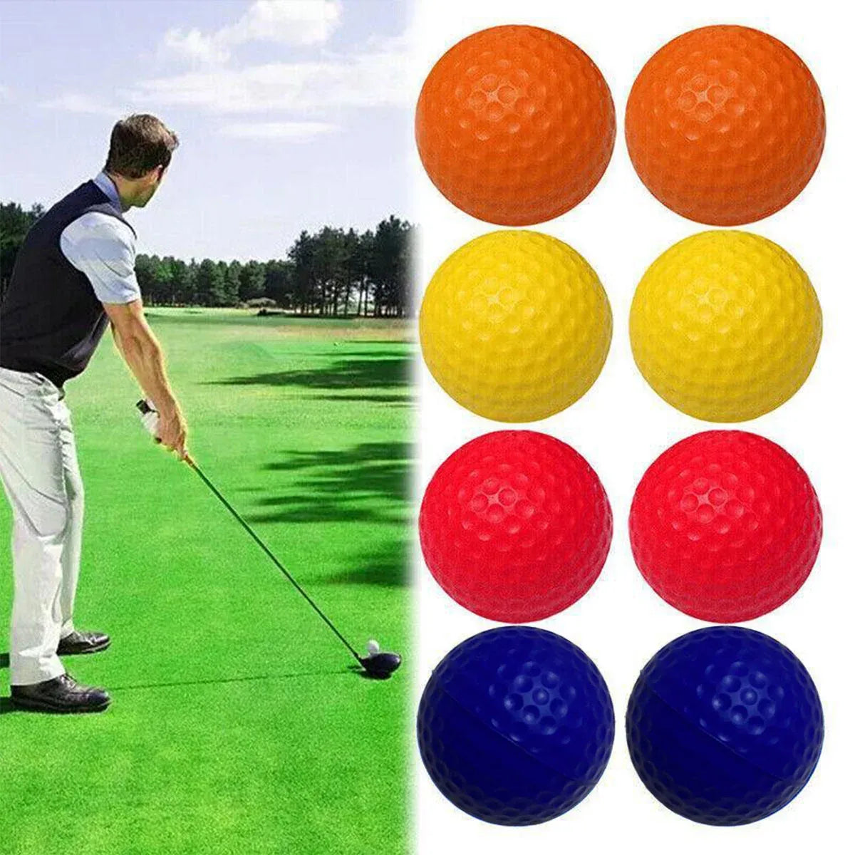 Indoor Outdoor Golf Training Foam Balls 12 Pack PU Soft Practice Accessories - Blue