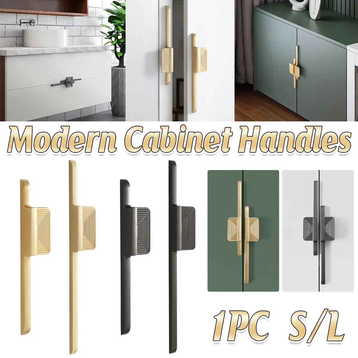 Modern Wardrobe Cabinet Handles Simple Door Pull Handles Home Furniture Hardware - Copper-S