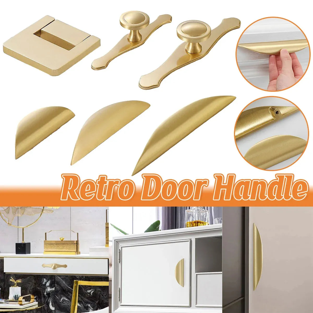 Chinese Cabinet Door Handle Pure Copper Pull Drawer Hand Handle Furniture - Handle Type