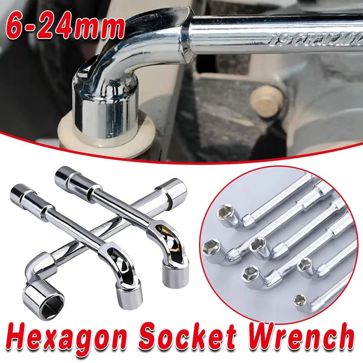 6-23mm L Shaped Socket Wrench Elbow Multi Size Hardware Repair Tool Set - 16mm