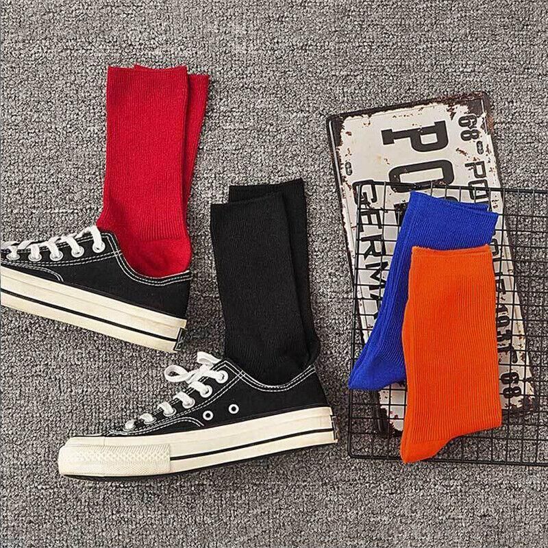 Olid Pure Colour Formal Socks Cotton Fashion Casual Breathable Crew Socks - Rose Red 2 Pairs