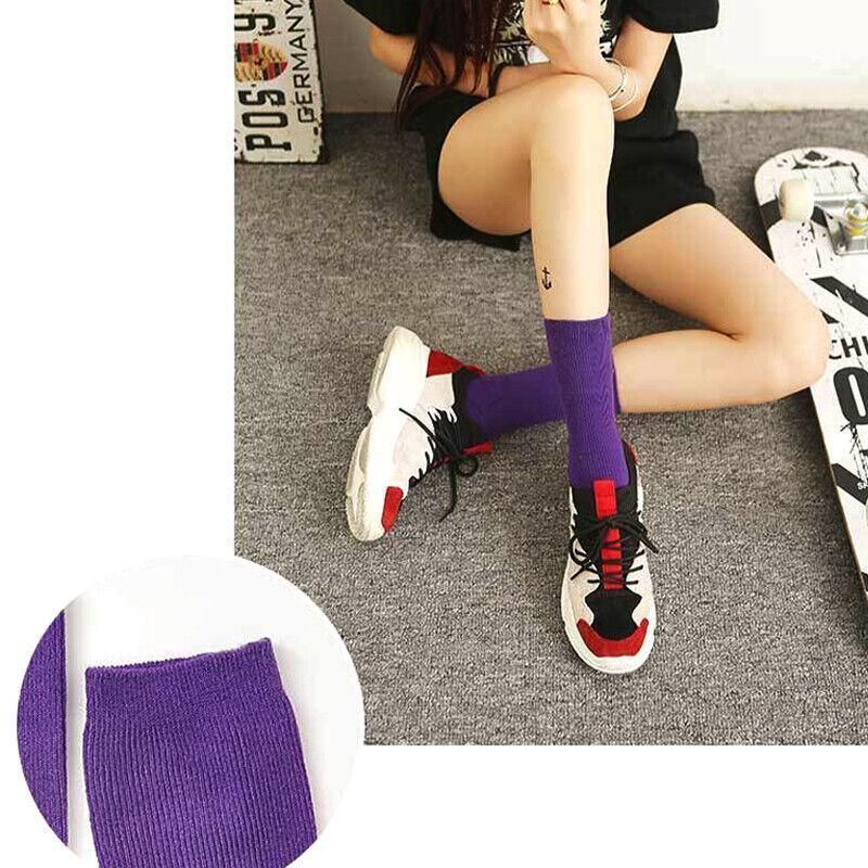 Olid Pure Colour Formal Socks Cotton Fashion Casual Breathable Crew Socks - Rose Red 2 Pairs