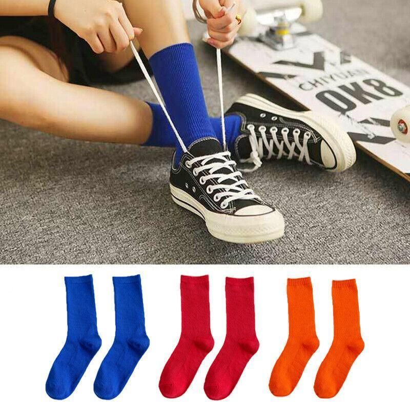 Olid Pure Colour Formal Socks Cotton Fashion Casual Breathable Crew Socks - Rose Red 2 Pairs