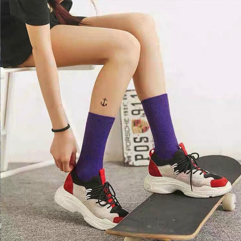Olid Pure Colour Formal Socks Cotton Fashion Casual Breathable Crew Socks - Rose Red 2 Pairs