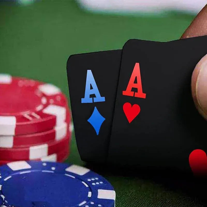 Waterproof PVC Playing Cards Poker Deck Black Plastic Magic Tricks Game Set - Blue