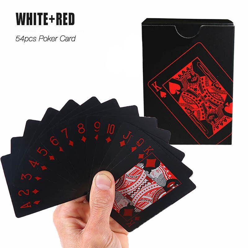Waterproof PVC Playing Cards Poker Deck Black Plastic Magic Tricks Game Set - Blue