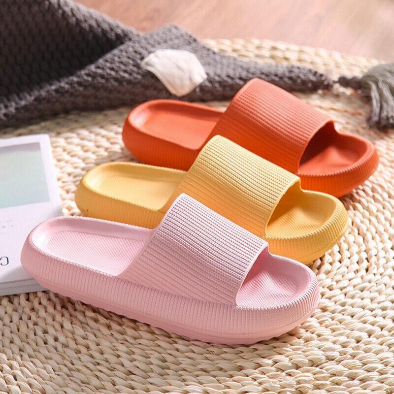 Ultra-Soft Pillow Slides EVA Slippers for Indoor Outdoor Use – Thick Anti-Slip Sole - Yellow 40-41