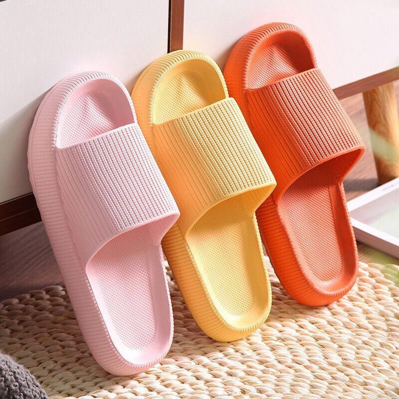 Ultra-Soft Pillow Slides EVA Slippers for Indoor Outdoor Use – Thick Anti-Slip Sole - Yellow 40-41