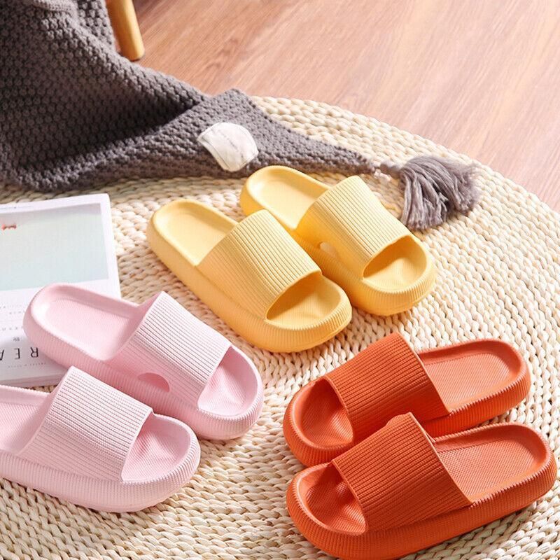 Ultra-Soft Pillow Slides EVA Slippers for Indoor Outdoor Use – Thick Anti-Slip Sole - Yellow 40-41