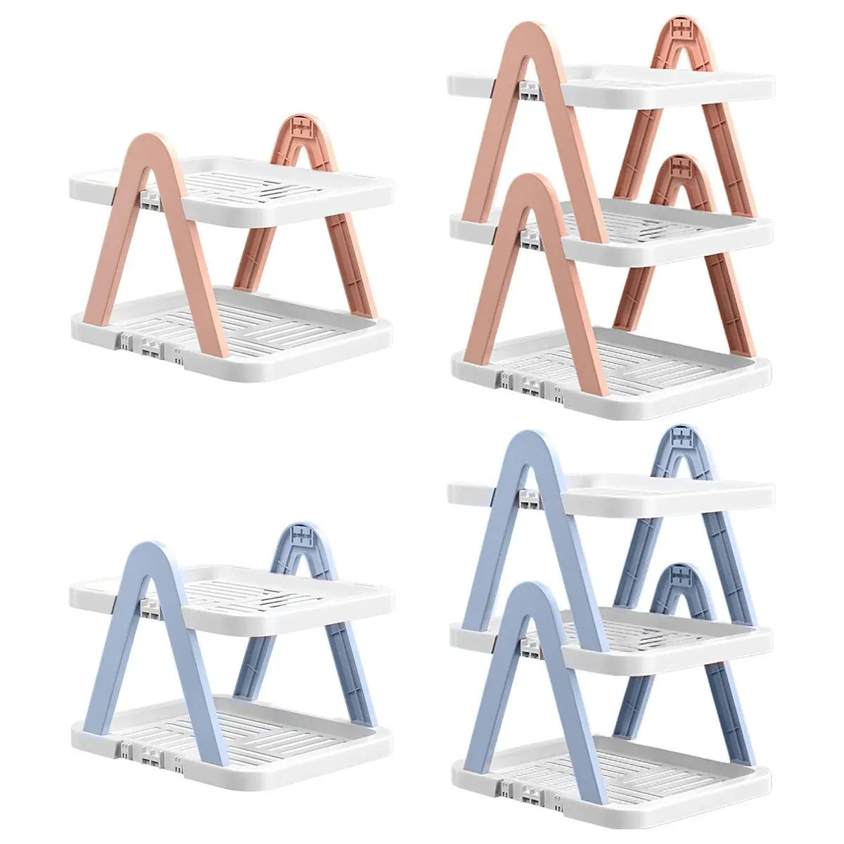 2/3 Tier Removable Shoe Rack Folding Storage Shelf Simple Space Saving Organizer - 3Tier-Pink