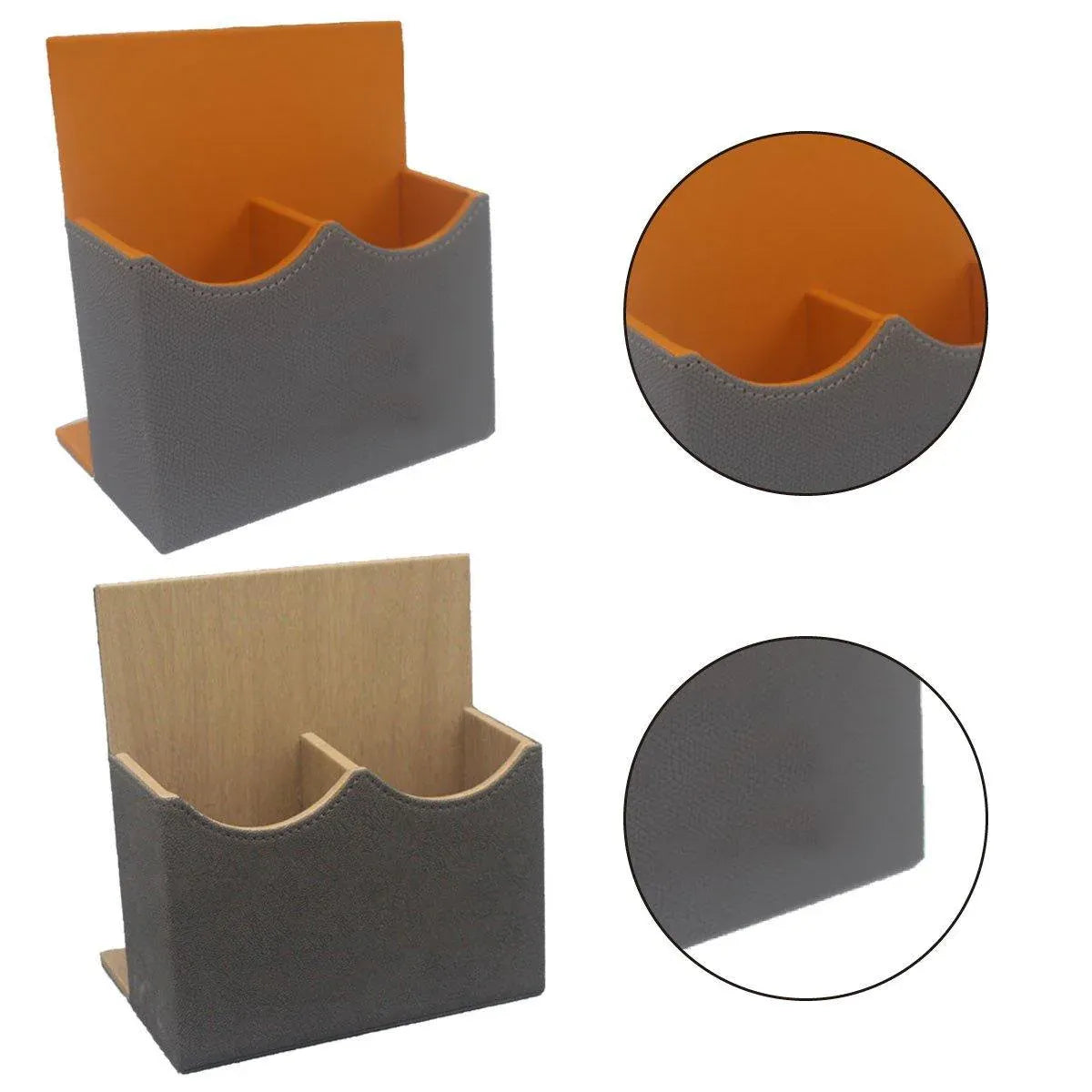Hotel Remote Control Holder Leather Desk Organiser Caddy for TV AC Storage - Orange