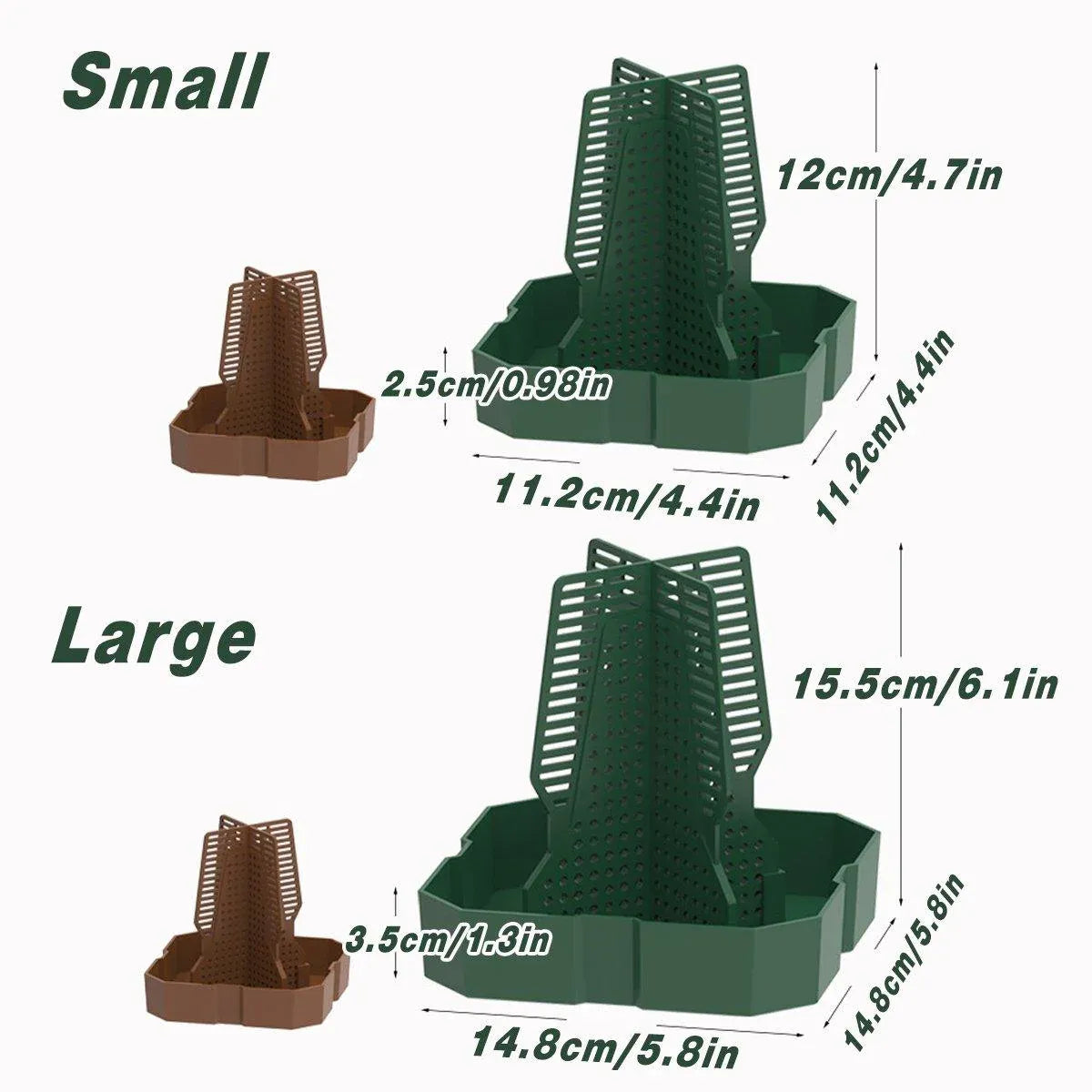 Reptile Anti Escape Feeding Basin Self Catch Feeder for Lizard Snake Pet Care - Brown-S